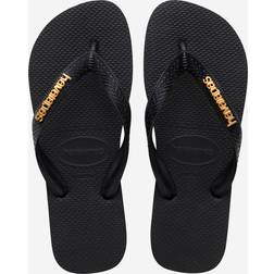 Havaianas Logo Metallic Flip Flops - Black