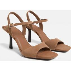 Stradivarius Leather High-Heel Sandals - Brown