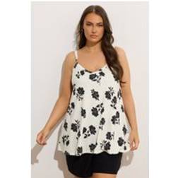Yours Floral Ribbed Swing Cami Top - Ivory