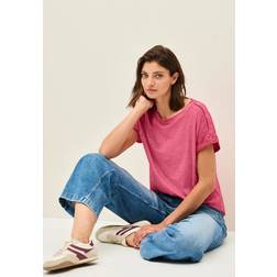 Cecil Damen T-Shirt Mit Knopfdetail - Rot
