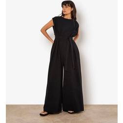 Apricot Womens Wide Leg Cotton Jumpsuit - Black