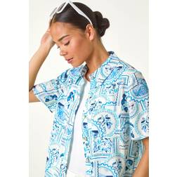 Roman Petite Blue Print Button Through Shirt - Blue Print