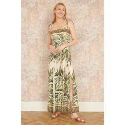 Yumi Green Floral Print Wide Leg Jumpsuit - Green