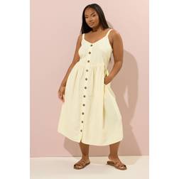 Yours Linen Strappy Sundress - Yellow