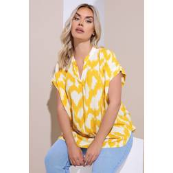 Yours Abstract Notch Neck Blouse - Yellow