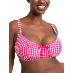 Curvy Kate Holiday Check Scooped Balcony Bikini Top - Raspberry Pink