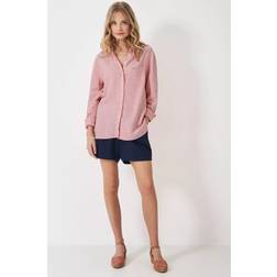 Crew Clothing Linen Rich Long Sleeve Shirt - Pink