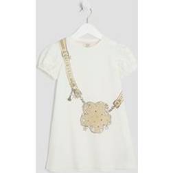 River Island Mini Girls Cream Raffia Bag T-Shirt Dress - 18-24 Mths
