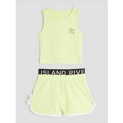River Island Mini Girls Ri Runner Shorts Set - Green