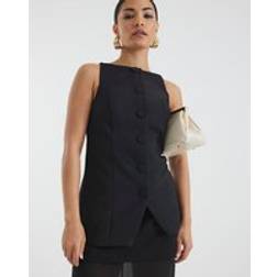 River Island Petite Square Neck Strappy Waistcoat - Black