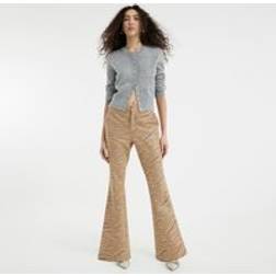 River Island Faux Leather Tiger Bootcut Trousers - Beige