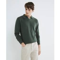 River Island Mens Green Slim Textured Open Neck Polo Shirt