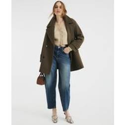 River Island Womens Double Breasted Peacoat - Khaki