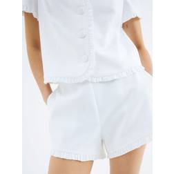 River Island Womens Blend Frill Tailored Shorts - White
