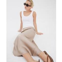 River Island Womens Satin Midi Skirt - Beige