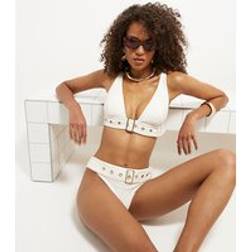 River Island Cream Textured Buckle High Waisted Brief - 12