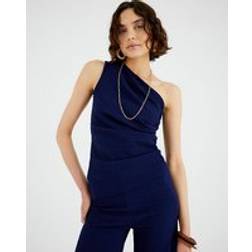 River Island Womens Textured Sleeveless Asymmetric Top - Navy