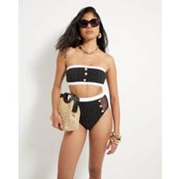 River Island Womens Black Metallic Textured Bikini Bottoms - 12
