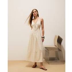 River Island Cream Sleeveless Broderie Patch Midi Dress - Womens