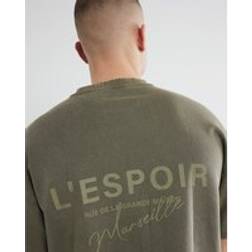 River Island Mens Khaki Oversized L'Espoir Back Print T-Shirt - XXS