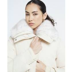 River Island Cream Faux Fur Collar Puffer Jacket - Cream