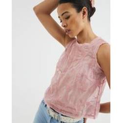 River Island Womens Sleeveless Floral Embroidered Tank Top - Pink