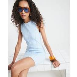 River Island Womens Sleeveless Denim Twill Racer Mini Dress - Blue