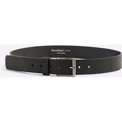 River Island Mens Black Leather Buckle Belt