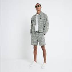 River Island Mens Broderie Shorts - Green