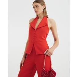 River Island Womens Red Halter Neck Button Up Jumpsuit - Red