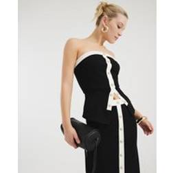 River Island Womens Black Sleeveless Bandeau Monochrome Top - L