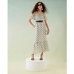 River Island Polka Dot Tiered Maxi Dress - White