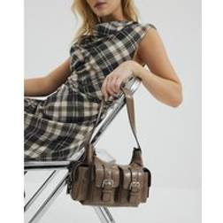 River Island Buckle Pocket Utility Shoulder Bag - Brown