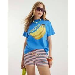 River Island Womens Short Sleeve Platanos Bananas T-Shirt - Blue