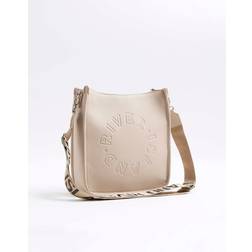 River Island Logo Messenger Bag - Beige