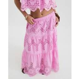River Island Petite Maxi Embroidered Cutwork Skirt - Pink