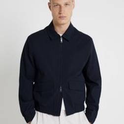 River Island Mens Fit Seersucker Zip Jacket - Navy
