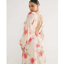 River Island Petite Cream Long Sleeve Floral Maxi Dress - Womens