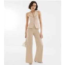 River Island Halter Neck Button Up Jumpsuit - Beige