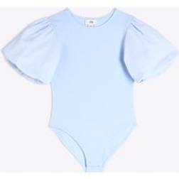 River Island Girls Blue Puff Sleeve Bodysuit - Blue