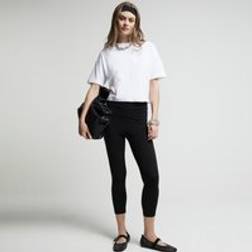 River Island High Waisted Cropped Leggings - Black