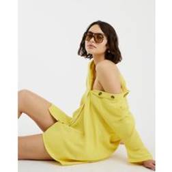 River Island Womens Yellow Short Sleeve Longline Shirt - Yellow