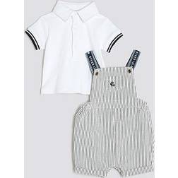 River Island Baby Boy Striped Dungaree Set - Cream