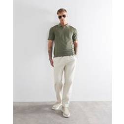 River Island Mens Slim Fit Open Collar Polo Shirt - Khaki