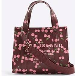 River Island Womens Embroidered Tote Bag - Red Cherry