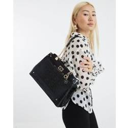 River Island Chain Handle Embossed Tote Bag - Black