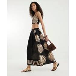River Island Printed Beach Maxi Skirt - Black