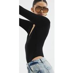 River Island Womens Long Sleeve V Neck Bodysuit - Black
