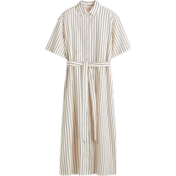 H&M Linen Blend Shirt Dress - White