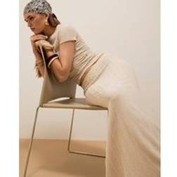 River Island Womens Cream Textured Midi Skirt